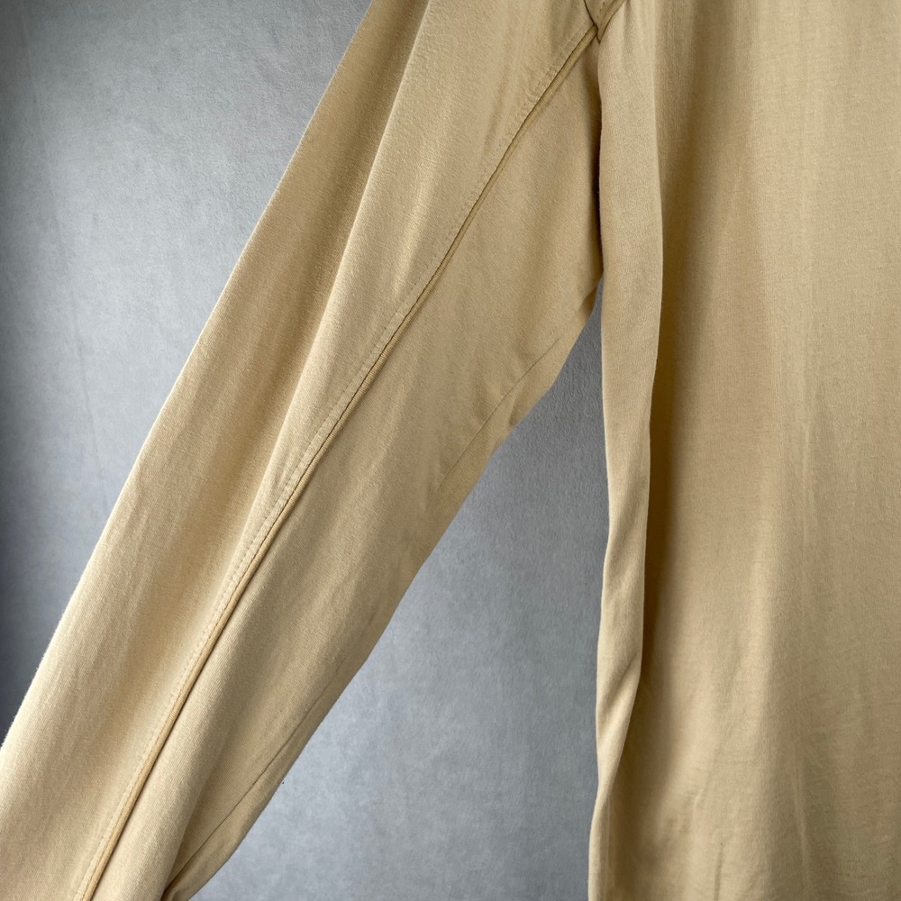Sovereign State Mens Tan Cotton Long Sleeve T-Shirt Size L Curved Yoke Detail - Picture 4 of 8